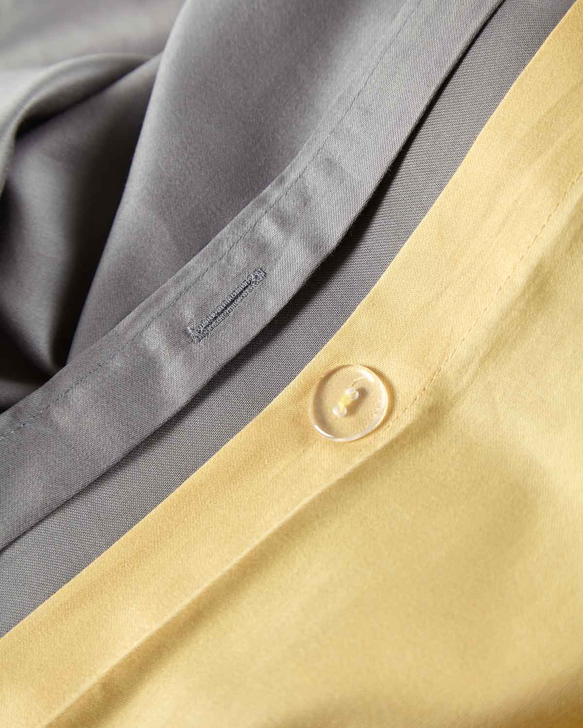 Reversible Percale Duvet Cover - Yellow & Dove Grey - Image 7