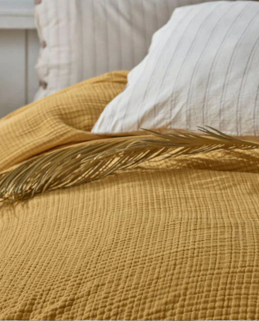 Mollis Muslin Cotton Blanket - Saffron - Image 3