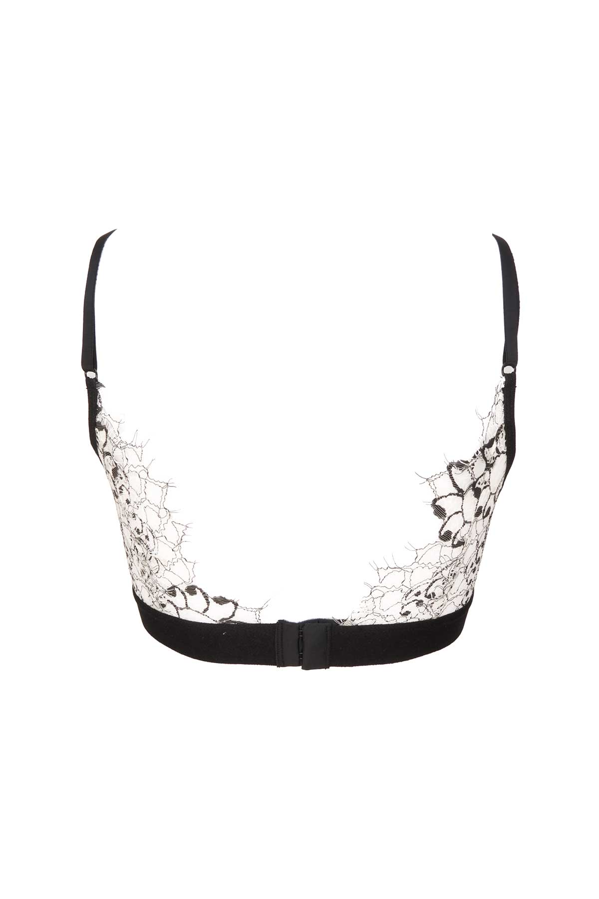 Athena Bralette Triangle Lace Bra Patterned White Black - Image 2