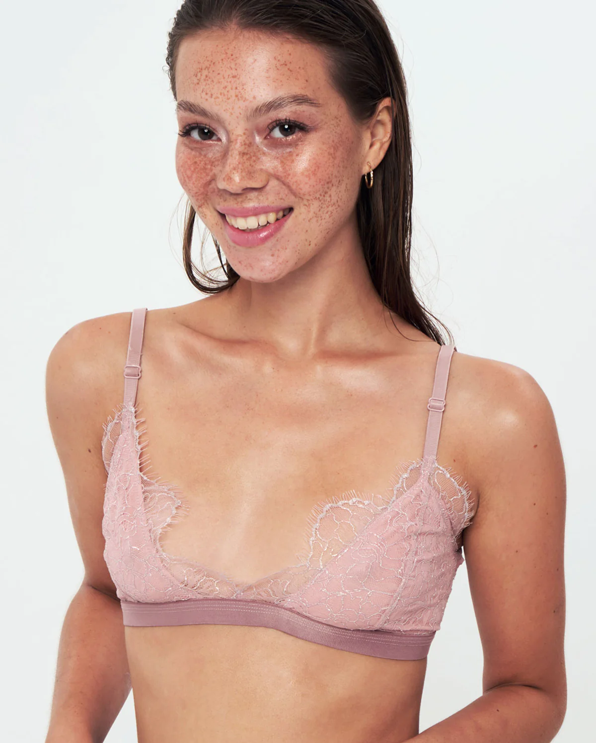 Athena Bralette Triangle Lace Bra - Pink & Lilac - Image 3