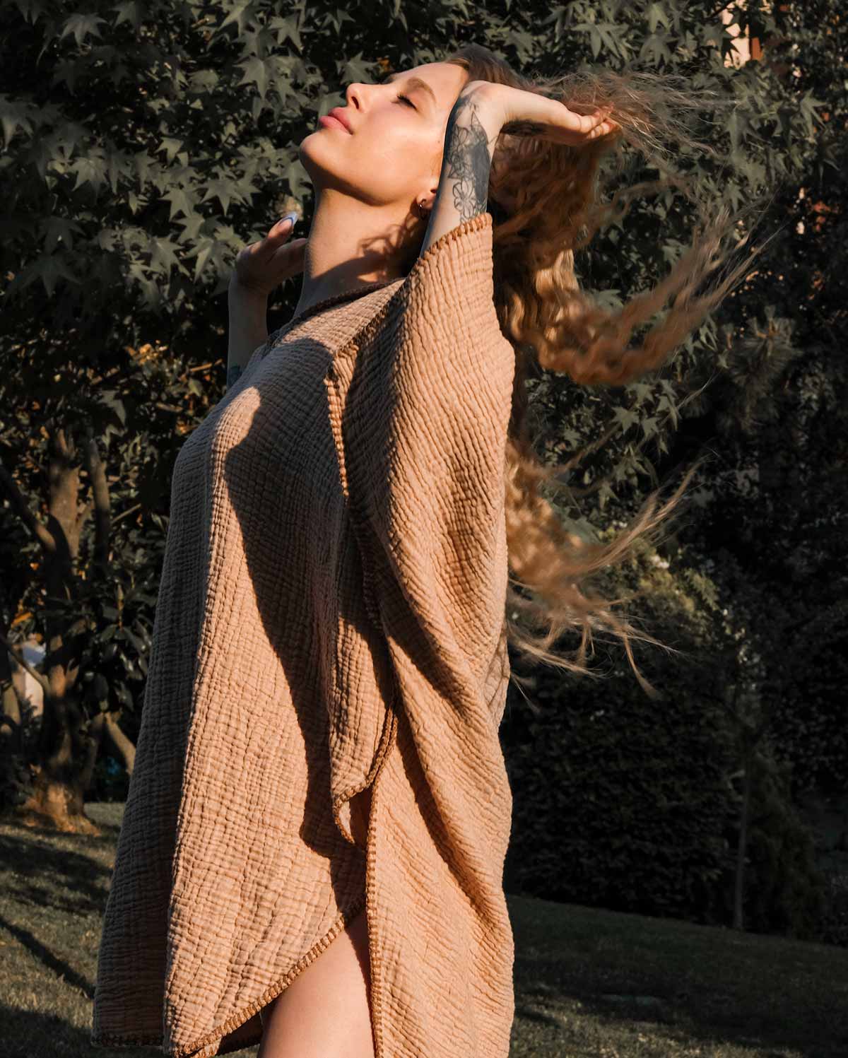 Cocoon Cotton Poncho-Sunset - Image 9