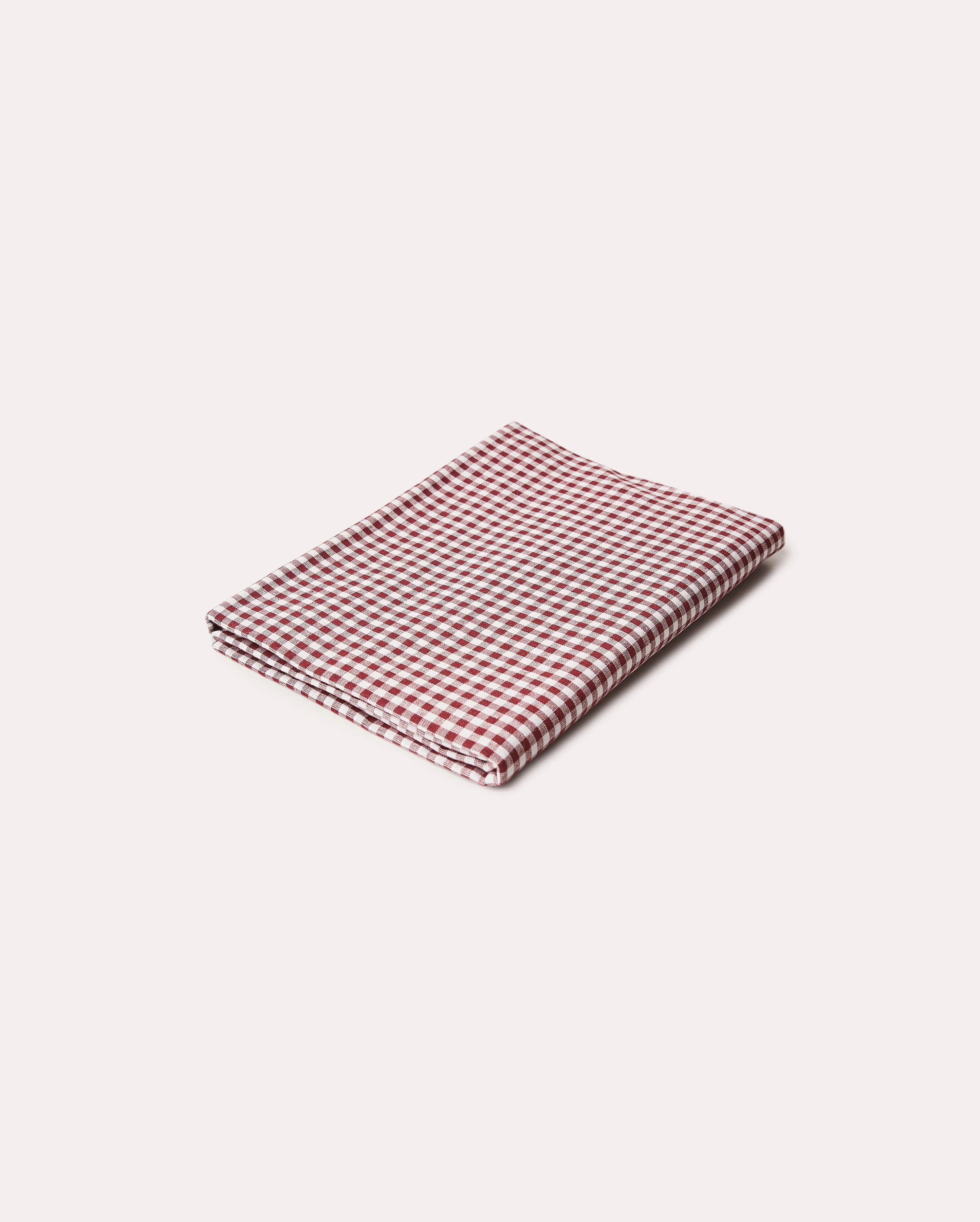 Checked Cotton Table Cloth - Burgundy