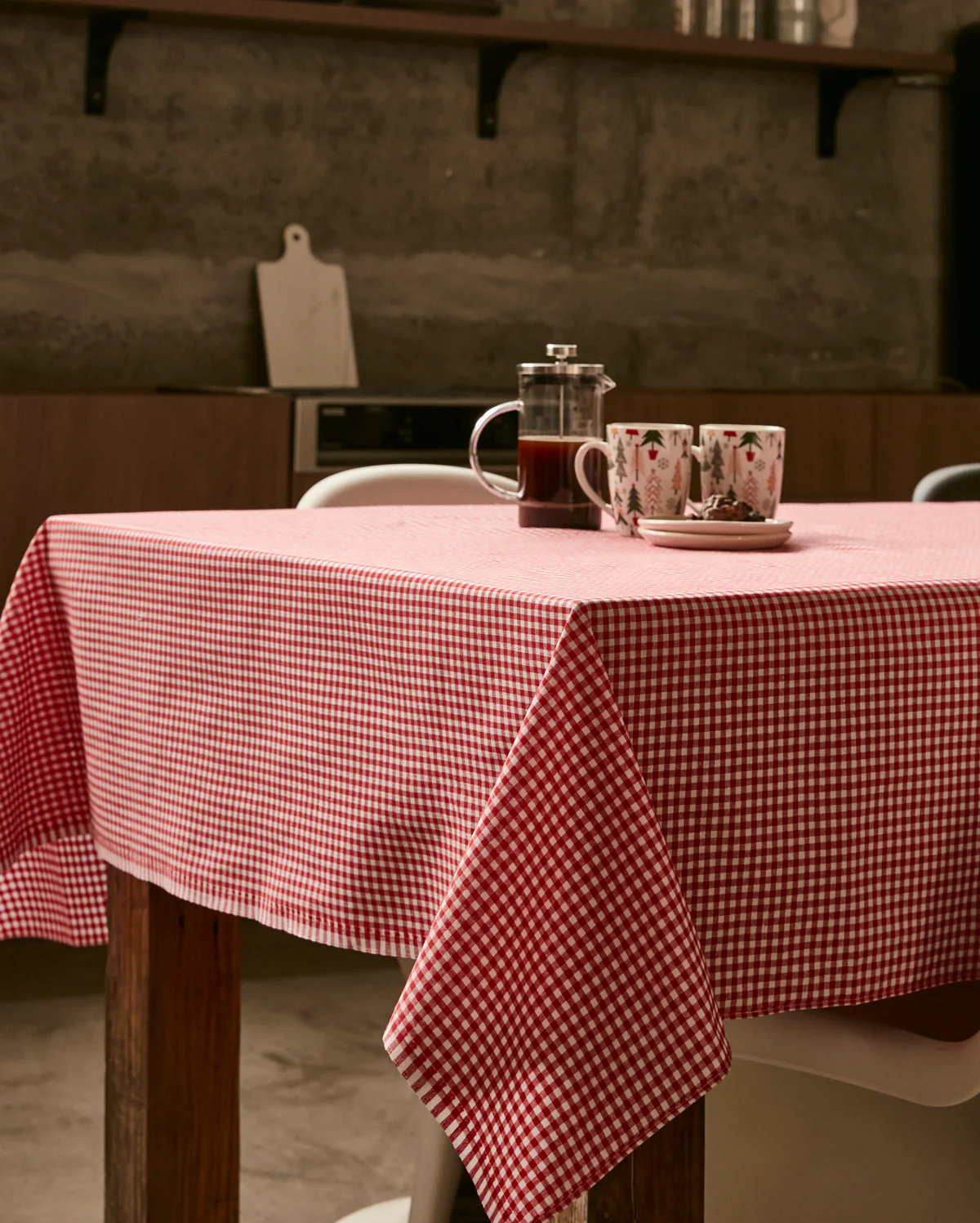 Checked Cotton Table Cloth - Red - Image 3