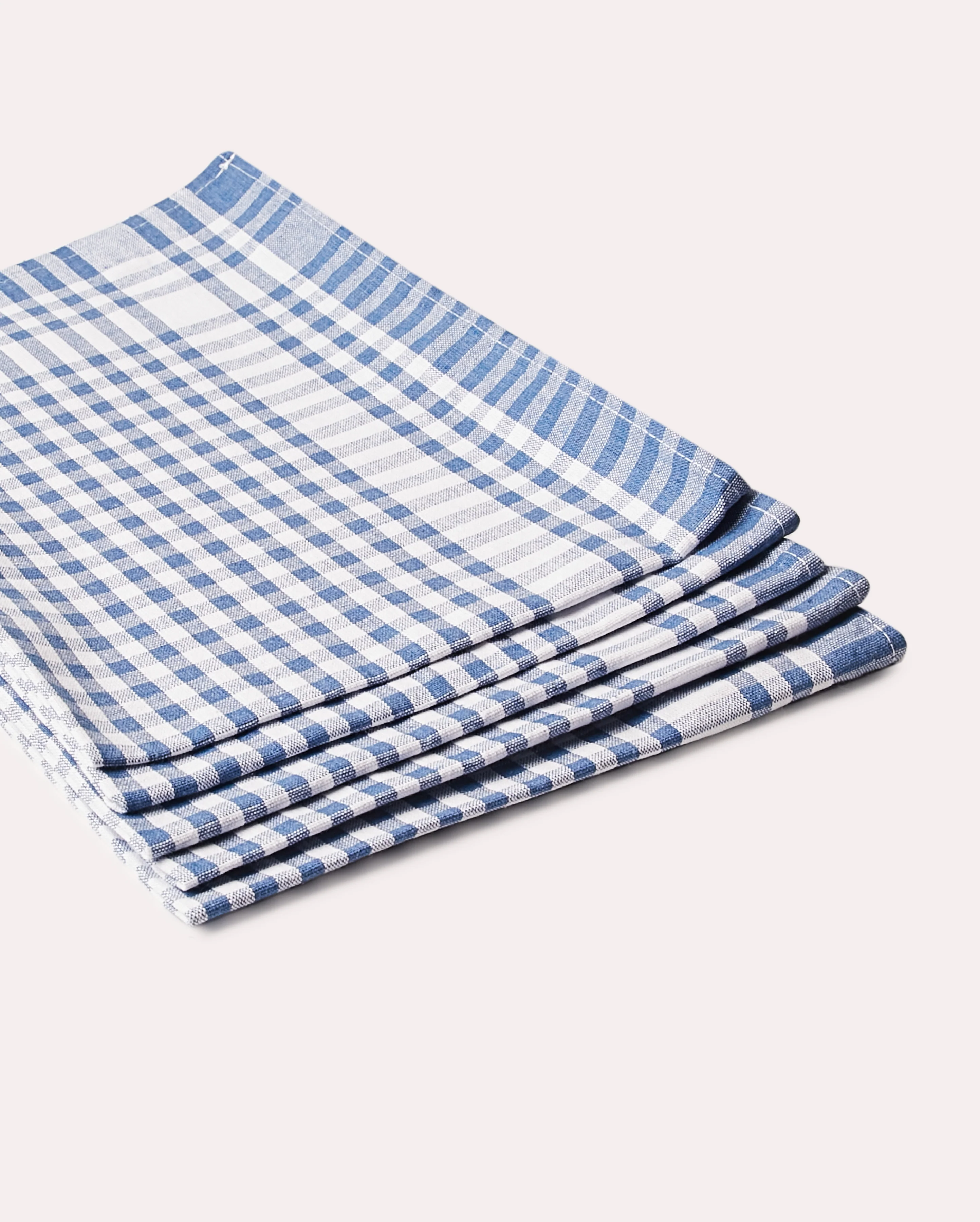 Checked Cotton Tea Towel (5 pieces) - Blue - Image 3