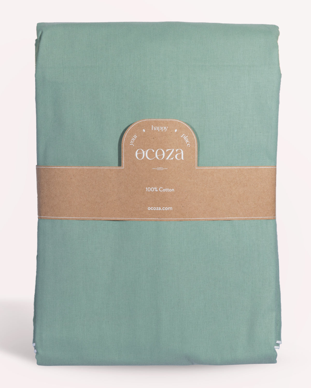 Classic Percale Duvet Cover- Jade Green with White Piped Edge - Image 3