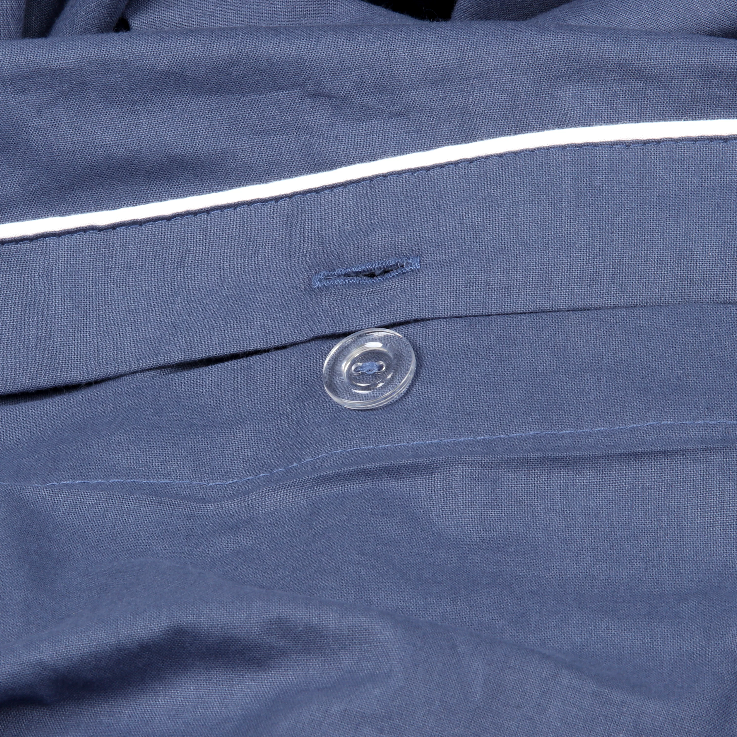 Classic Percale Duvet Cover- Navy Blue with White Piped Edge - Image 5
