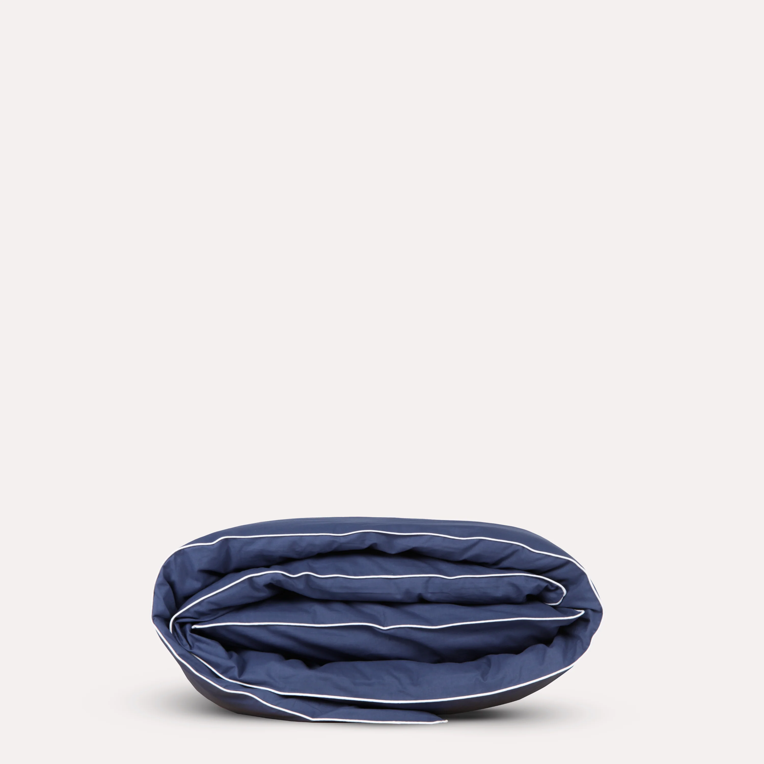 Classic Percale - Duvet Cover Set- Navy Blue with White Piped Edge - Image 10