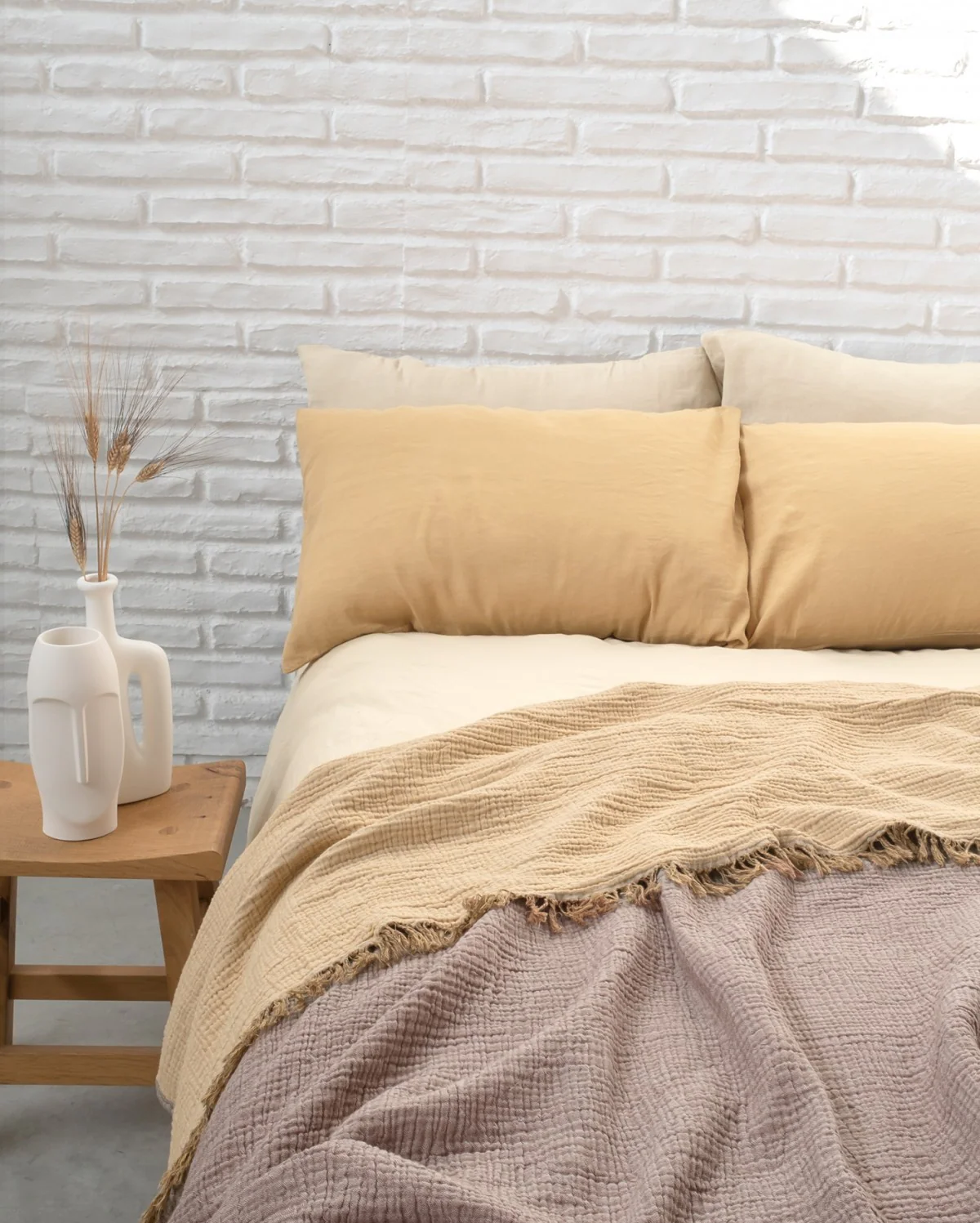 Cocoon Muslin Cotton Blanket- Bison & Oak Buff - Image 4