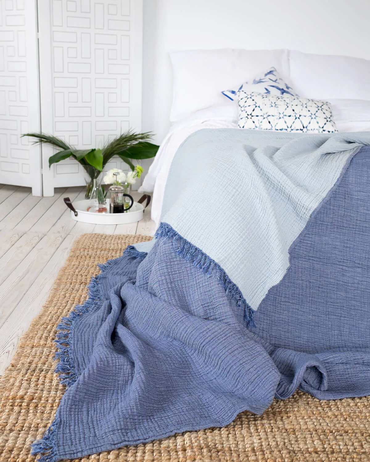 Cocoon Muslin Cotton Blanket- Indigo - Image 2