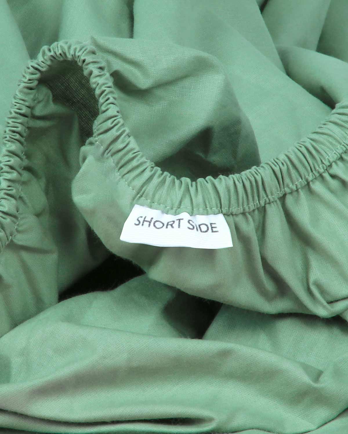 Classic Percale - Fitted Sheet Set- Jade Green with White Piped Edge - Image 4