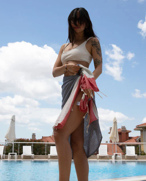 Cotton Abyss Peshtemal Towel - Navy Blue - Image 6