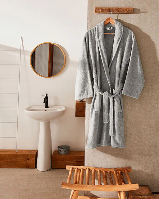 Cotton Bathrobe - Stone