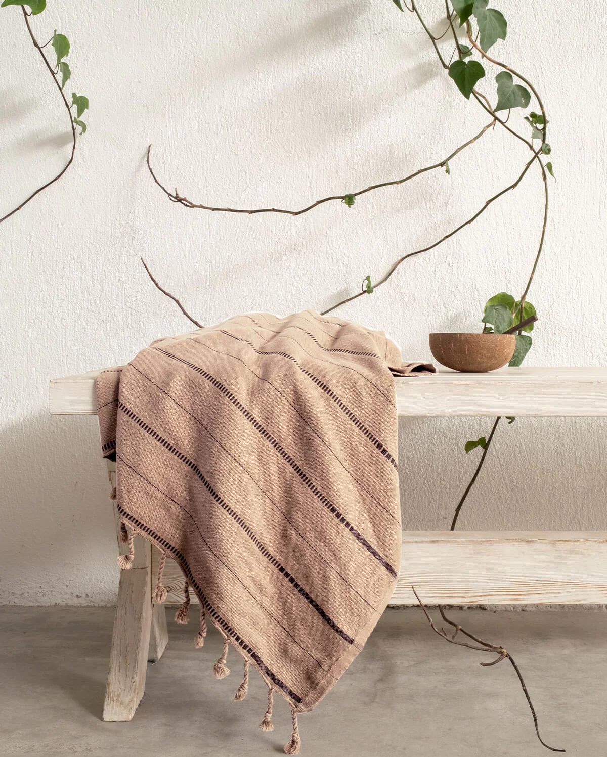 Boa Cotton Throw - Beige & Black - Image 3