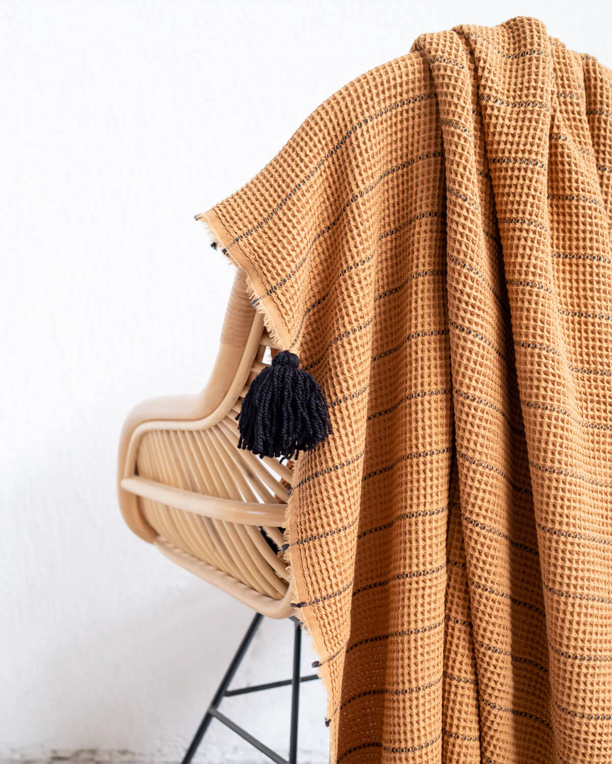 Buhur Cotton Throw - Camel & Black - Image 2