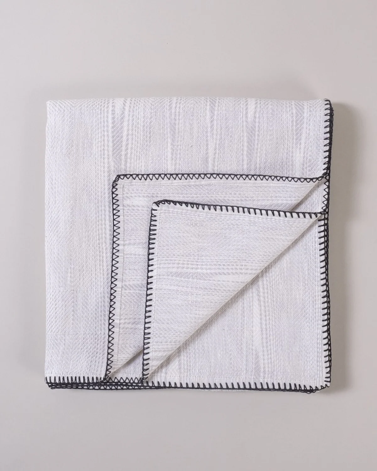 Cotton Crystal Throw - White with Black Stitch - Image 3