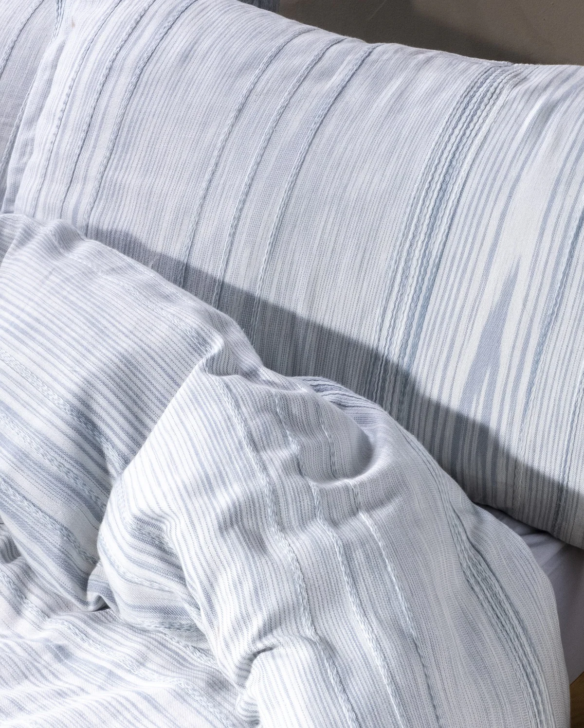 Cotton Glamour Core Bedding Set - White with Green Stripes - Image 2
