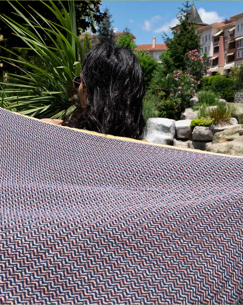 Cotton Meander Peshtemal Towel - Navy Blue - Image 8