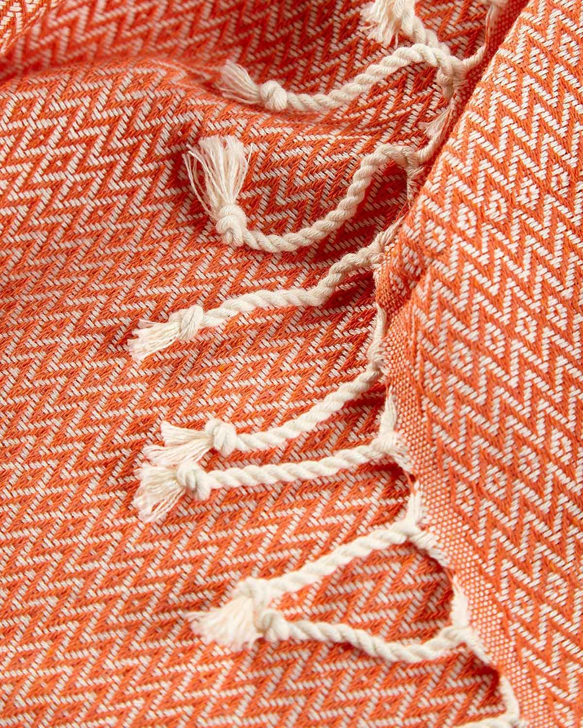Cotton Peshtemal Towel-Orange & White - Image 2