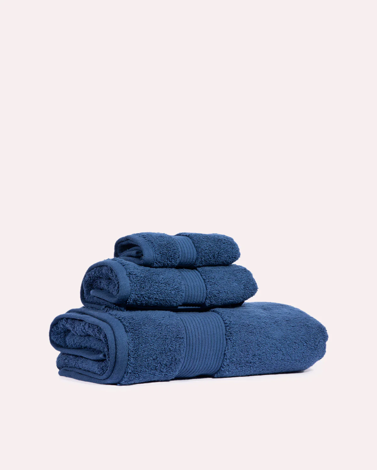 Plush Cotton Spa Towel Set - Navy Blue (3 Towels) - Image 2