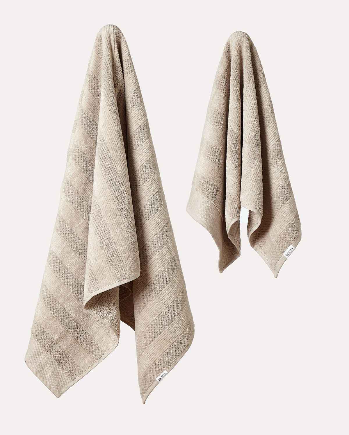 Cotton Velvet Towel Set - Milk Chocolate (2 pieces) - Image 4