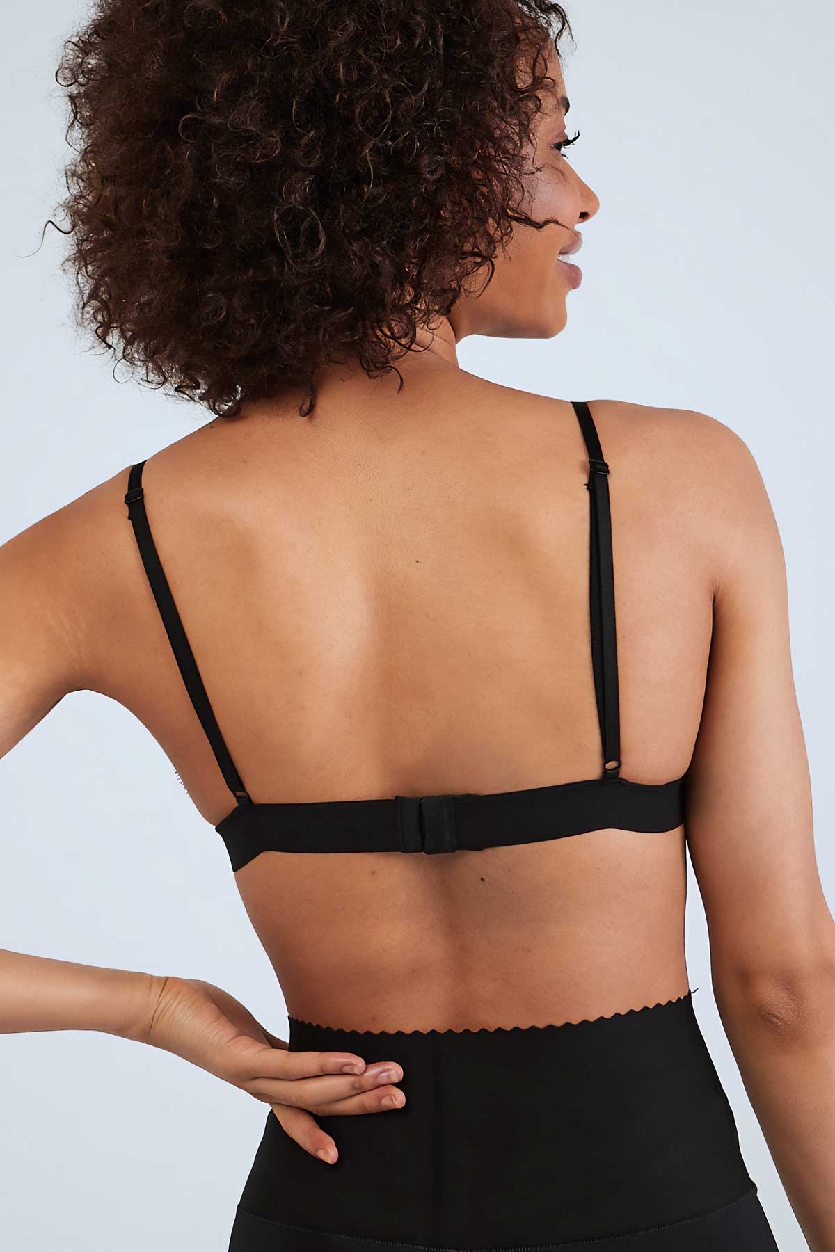 Cross Strap Lined Triangle Lace Bra Black - Image 4