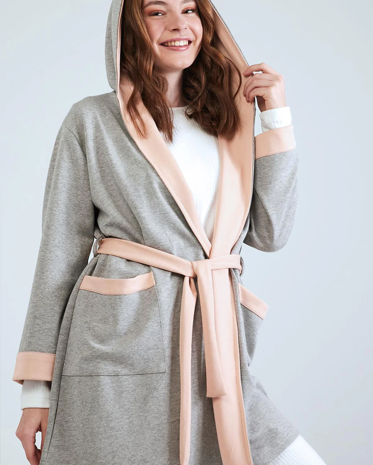 Dressing Gown - Grey & Pink - Image 4