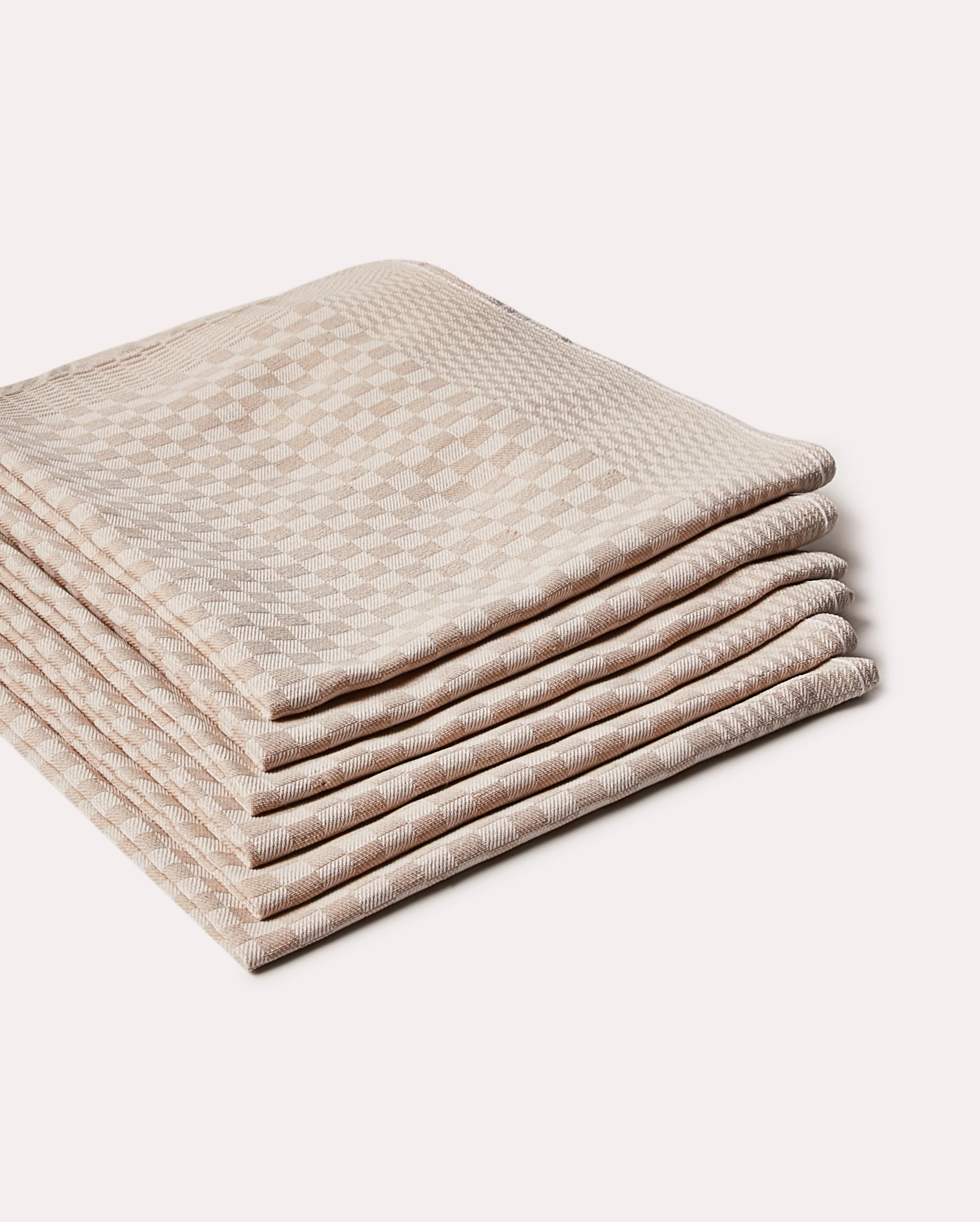 Gingham Cotton Tea Towel (6 pieces) - Brown