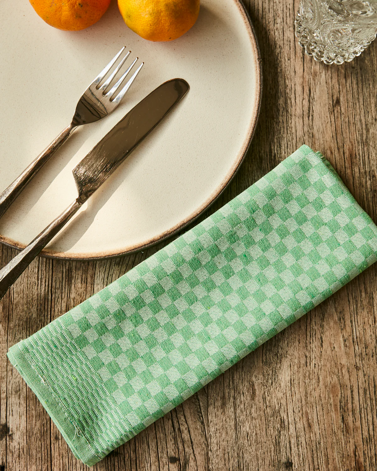 Gingham Cotton Tea Towel (6 pieces) - Green - Image 2