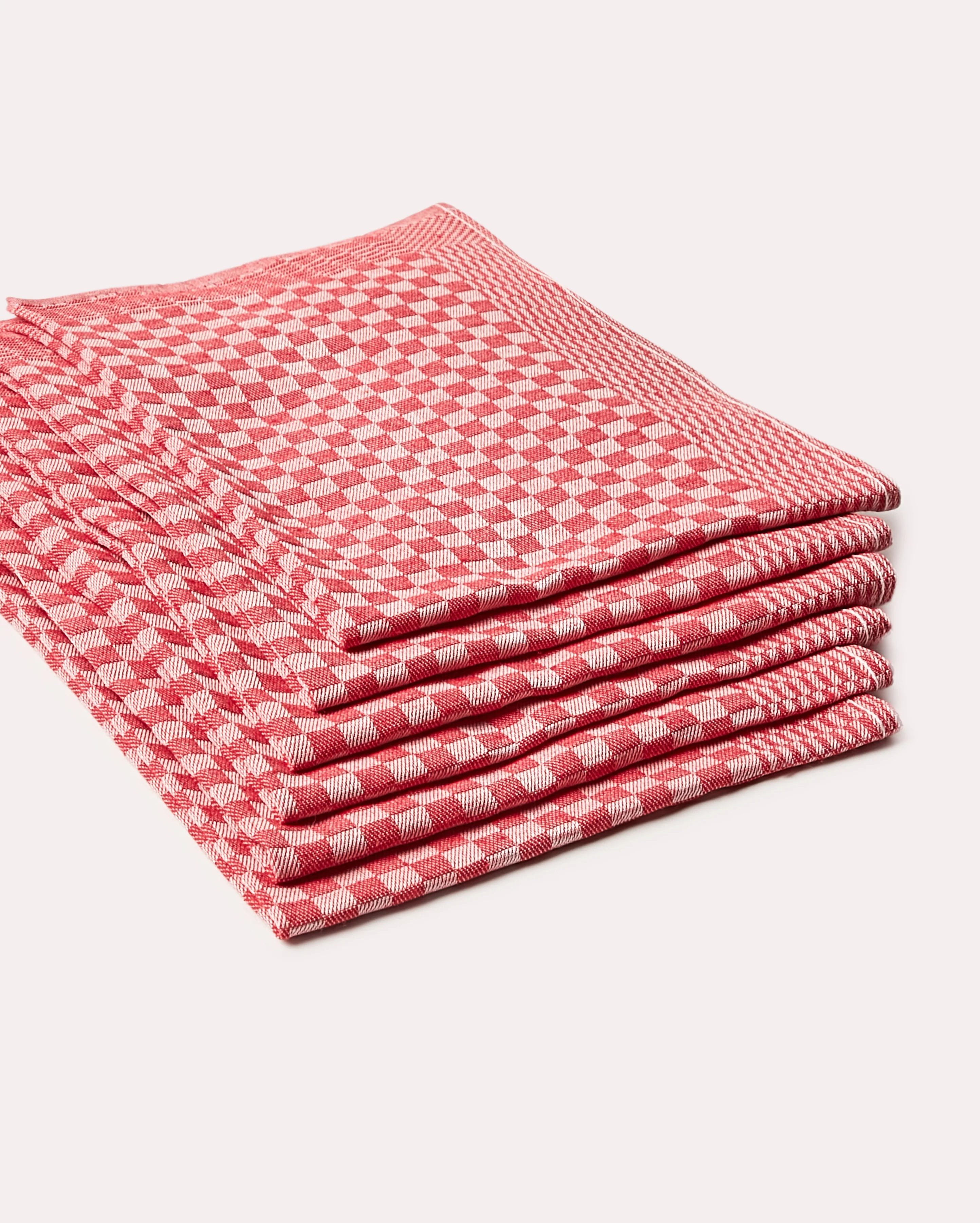 Gingham Cotton Tea Towel (6 pieces) - Red