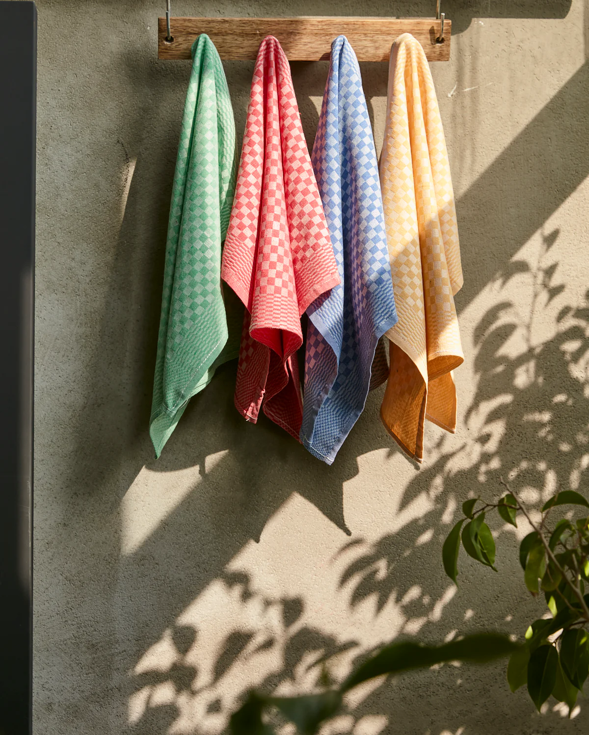 Gingham Cotton Tea Towel (6 pieces) - Red - Image 3