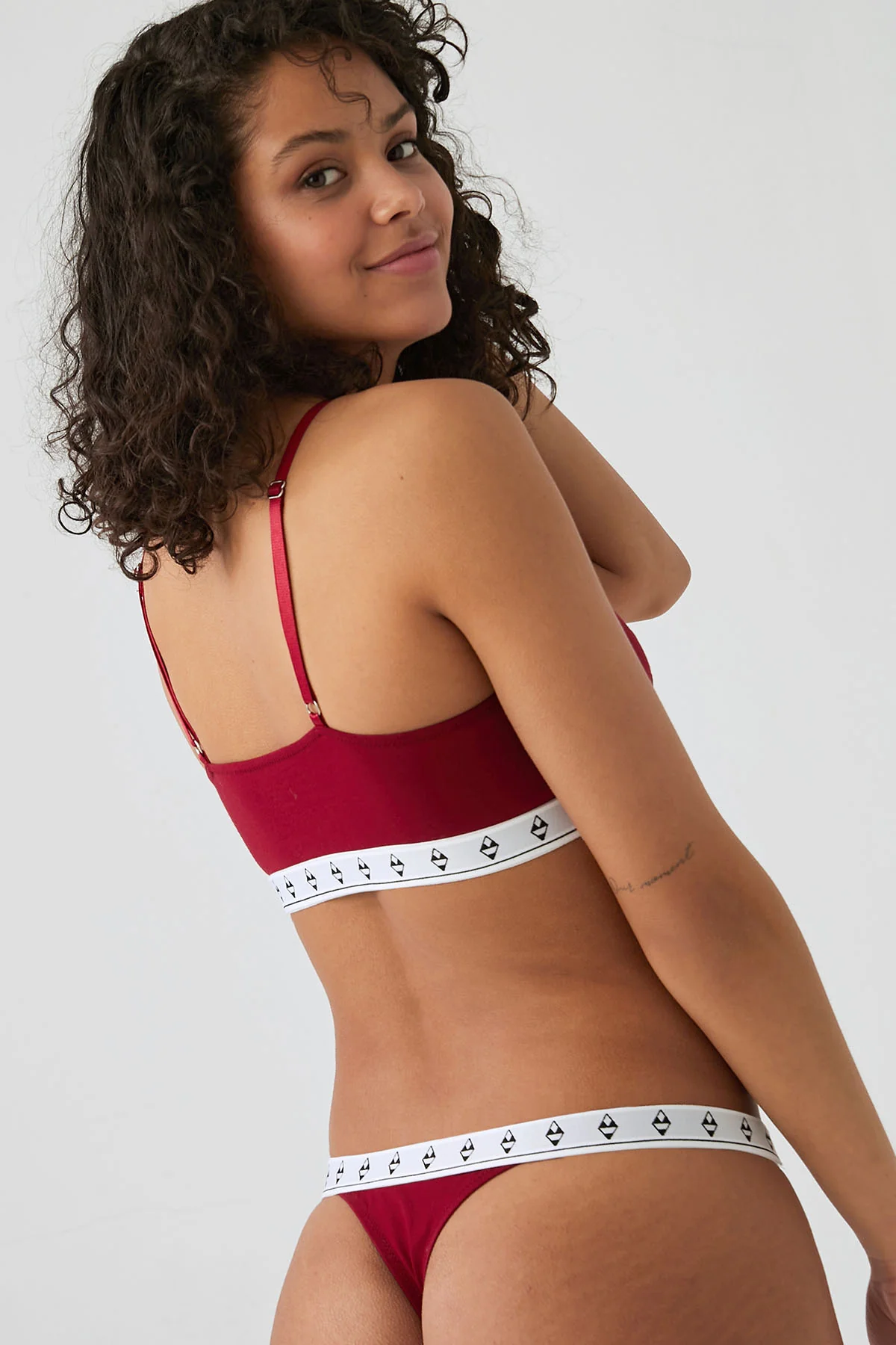 Herita Cotton Padded Bustier Bra Panty Set Maroon - Image 3