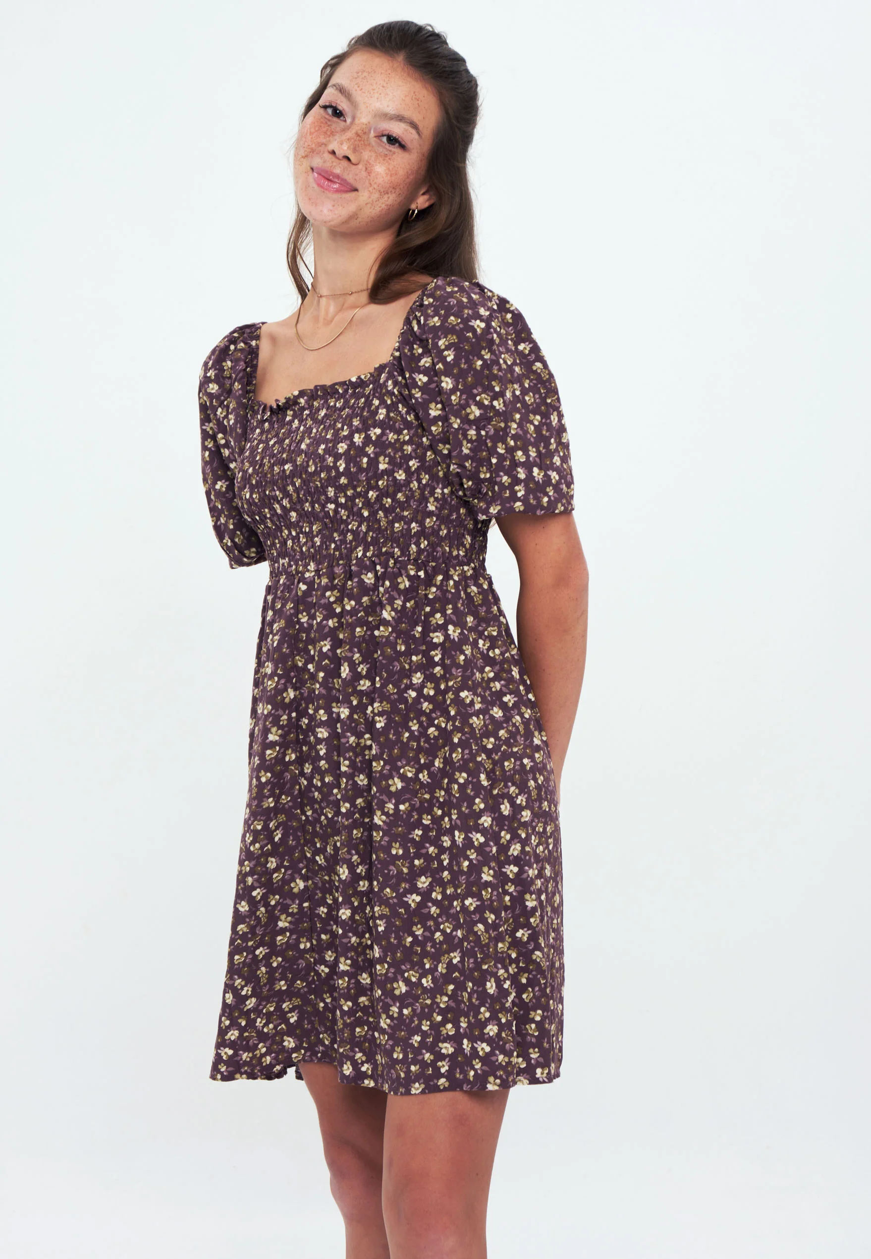 Herita Printed Smock Dress brown - Image 4