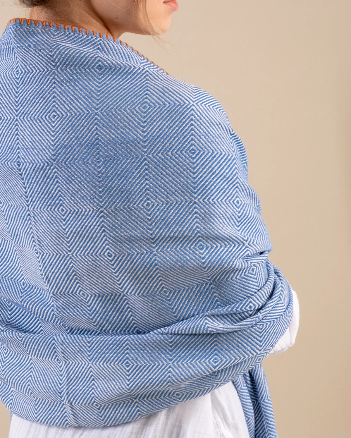 Cotton Stiched Throw - Blue - Image 3