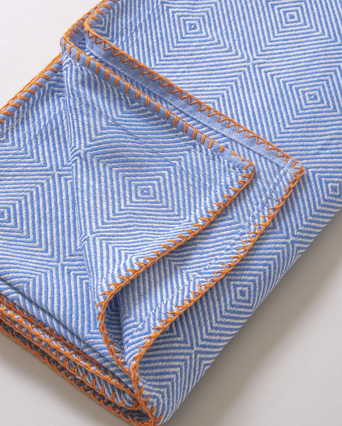 Cotton Stiched Throw - Blue - Image 4