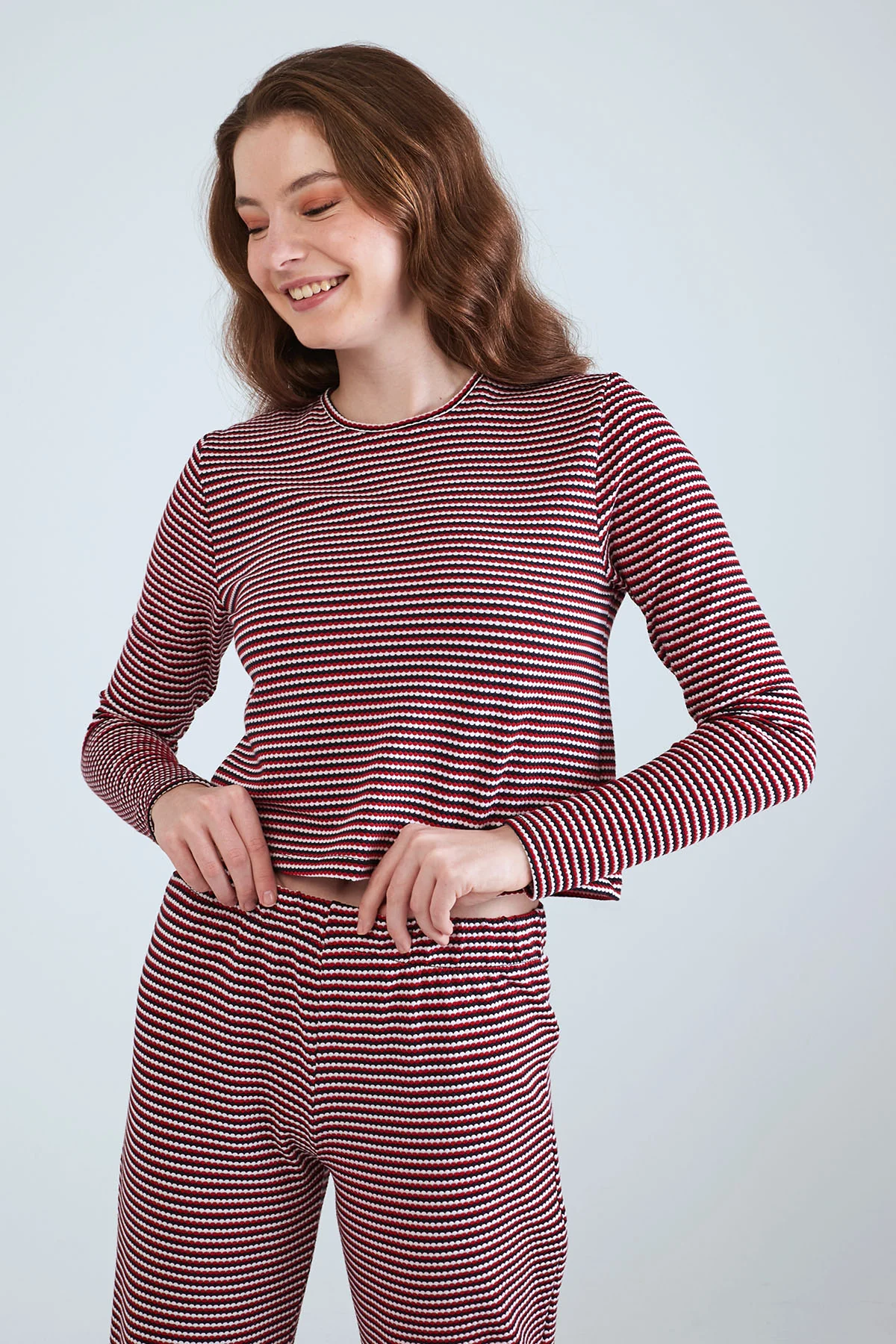 Long Sleeve Striped Pyjama Set - Mix Color - Image 3