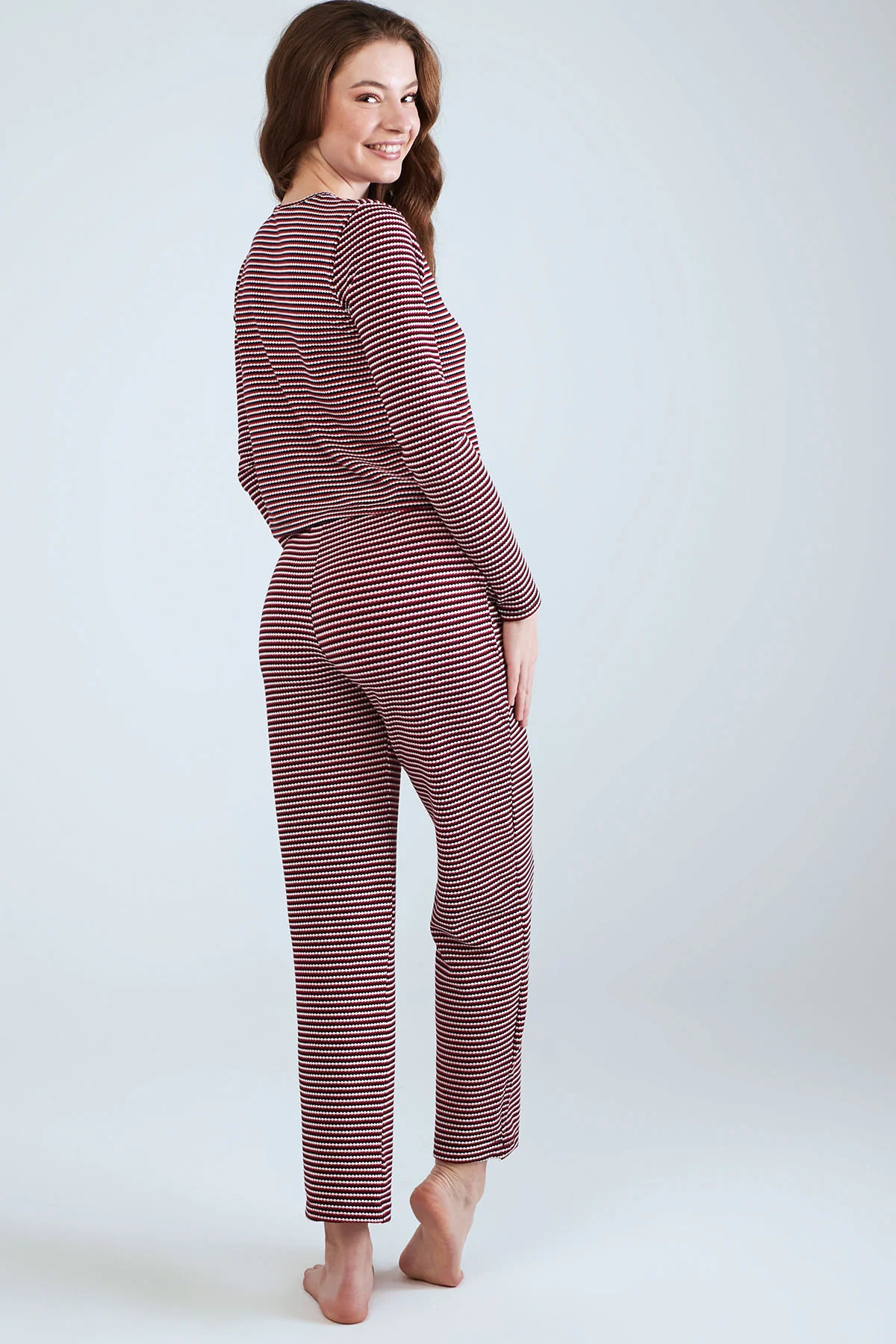 Long Sleeve Striped Pyjama Set - Mix Color - Image 4