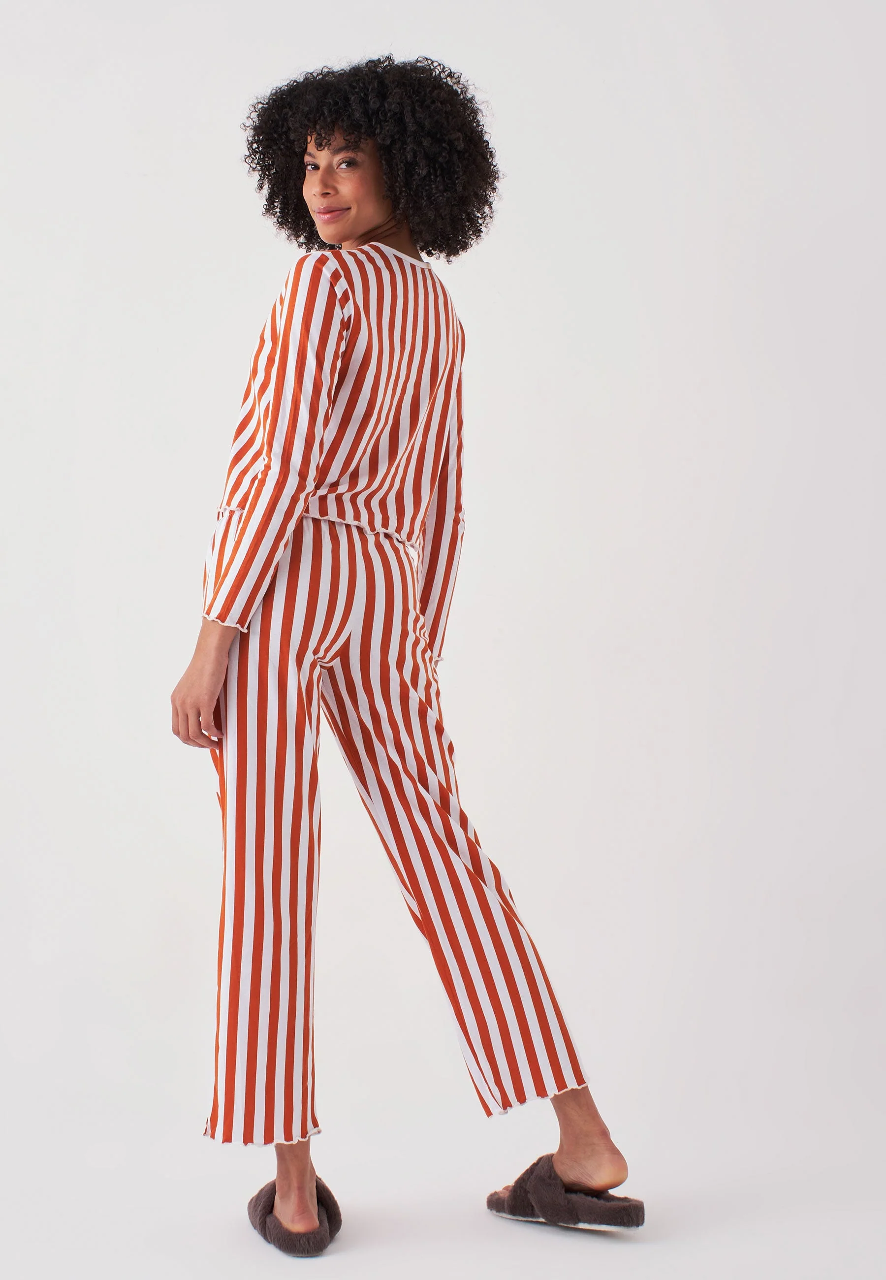 Long Sleeve Striped - Pyjama Set - Orange - Image 2
