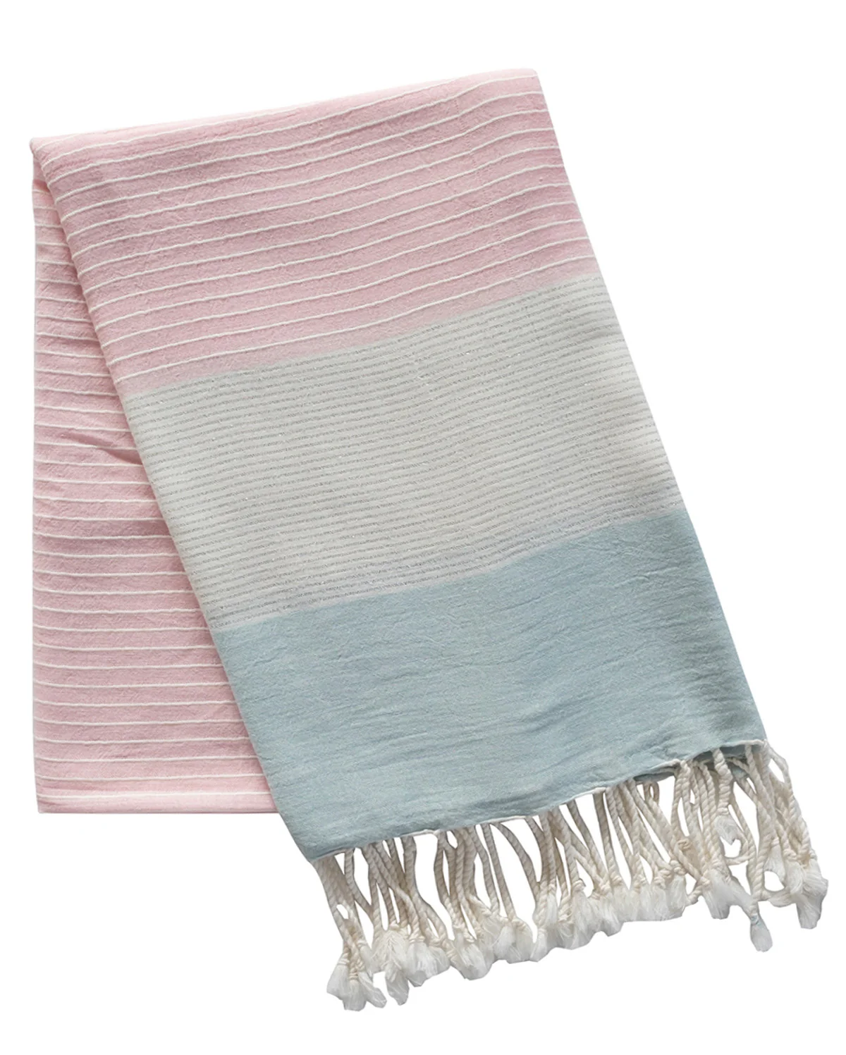 Lotus Cotton Peshtemal Towel - Pink & Mint - Image 5