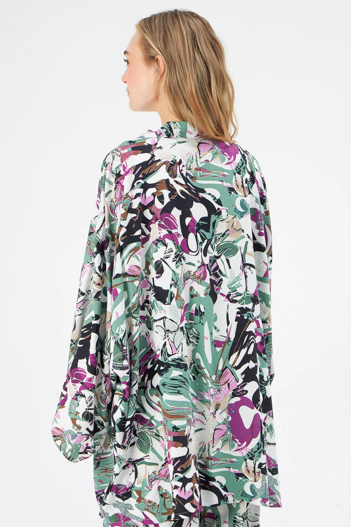 MUNI MUNI - Printed Kimono Top - ecru green - Image 3