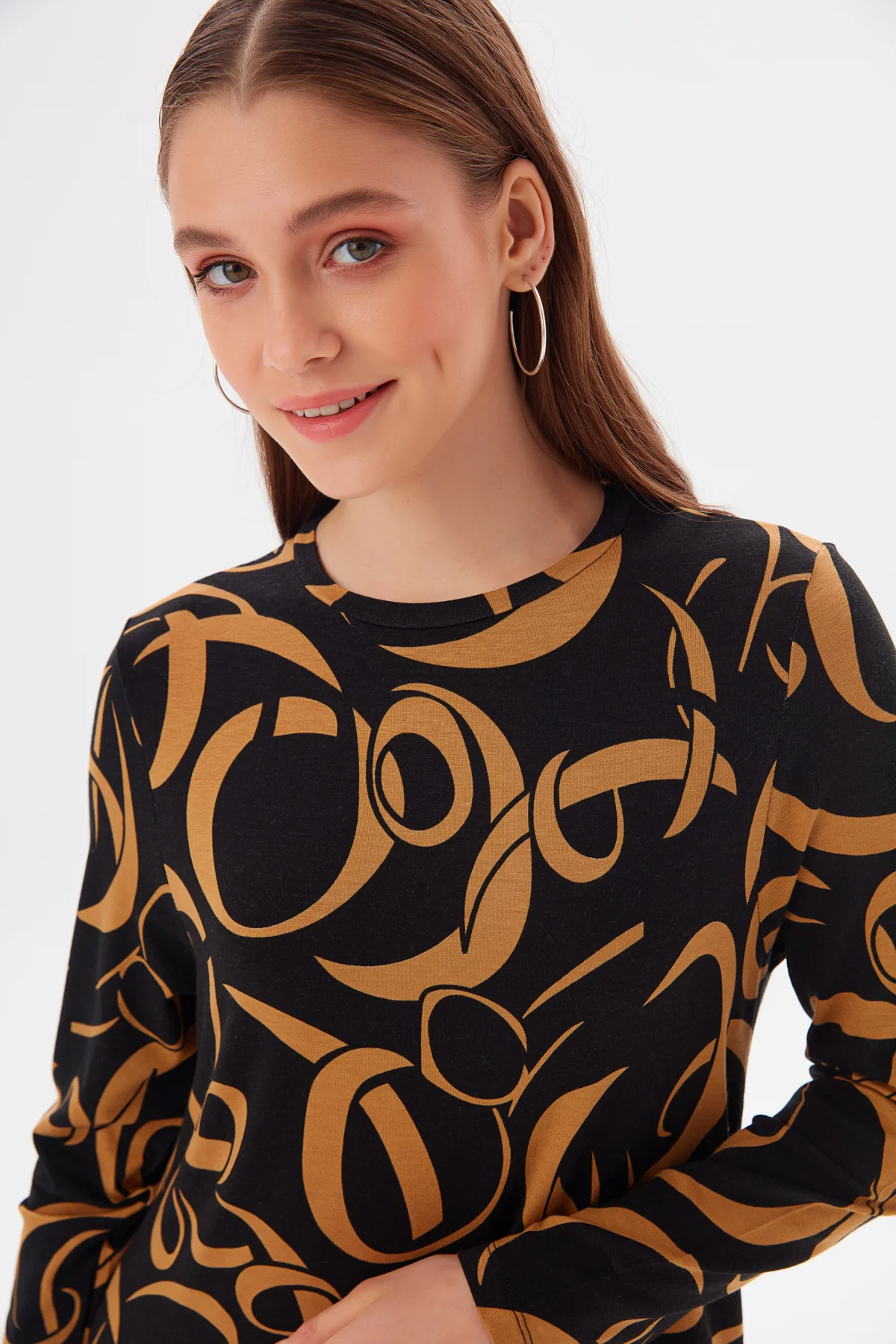 MUNI MUNI - Printed Long Viscose Dress - black brown - Image 2