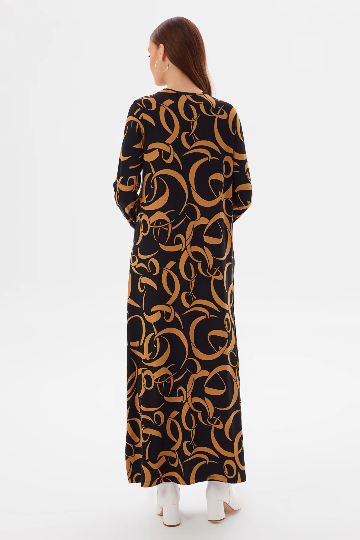 MUNI MUNI - Printed Long Viscose Dress - black brown - Image 3