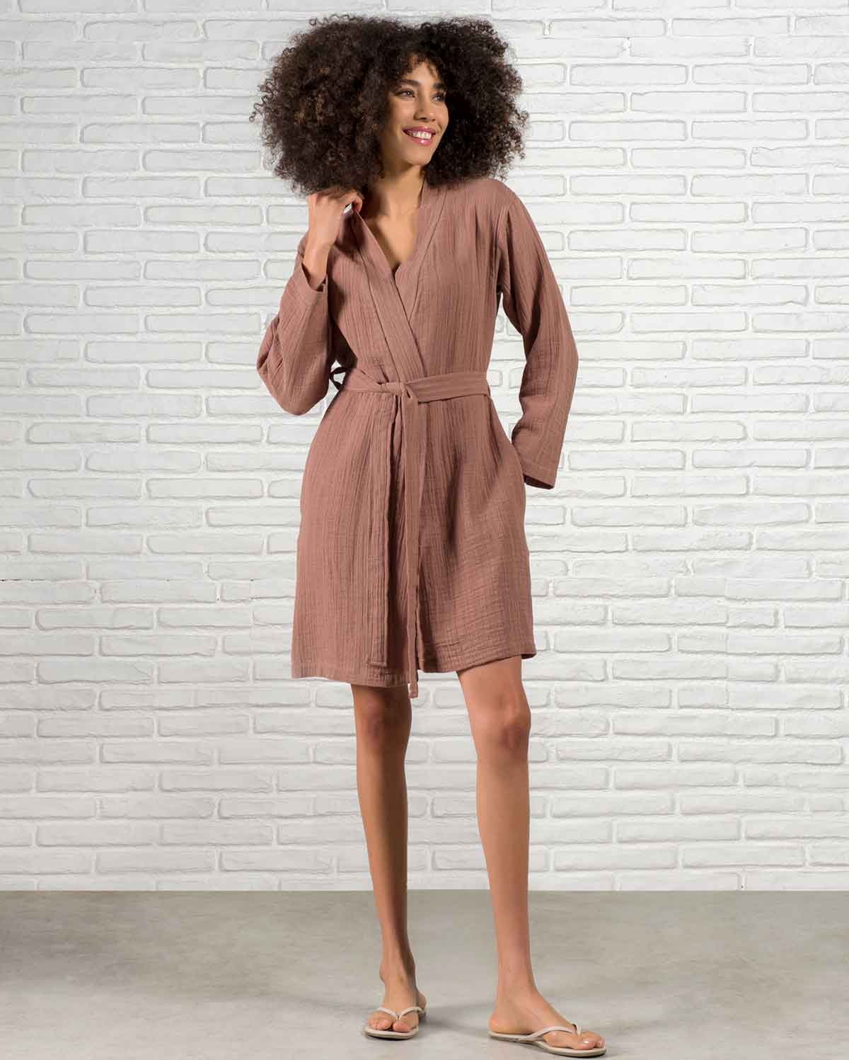 Muslin Cotton Bathrobe - Amber - Image 2