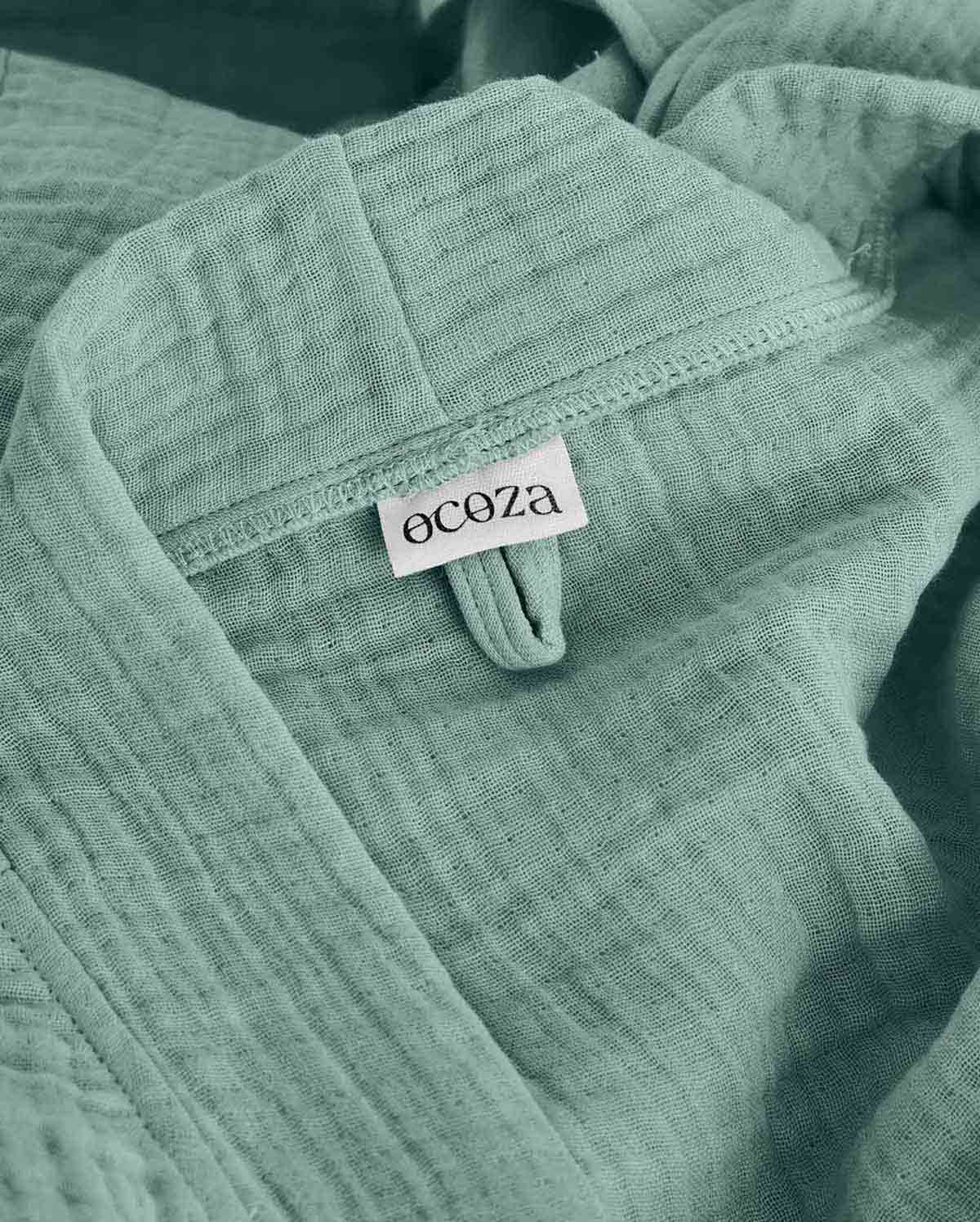 Muslin Cotton Bathrobe - Jade Green - Image 6