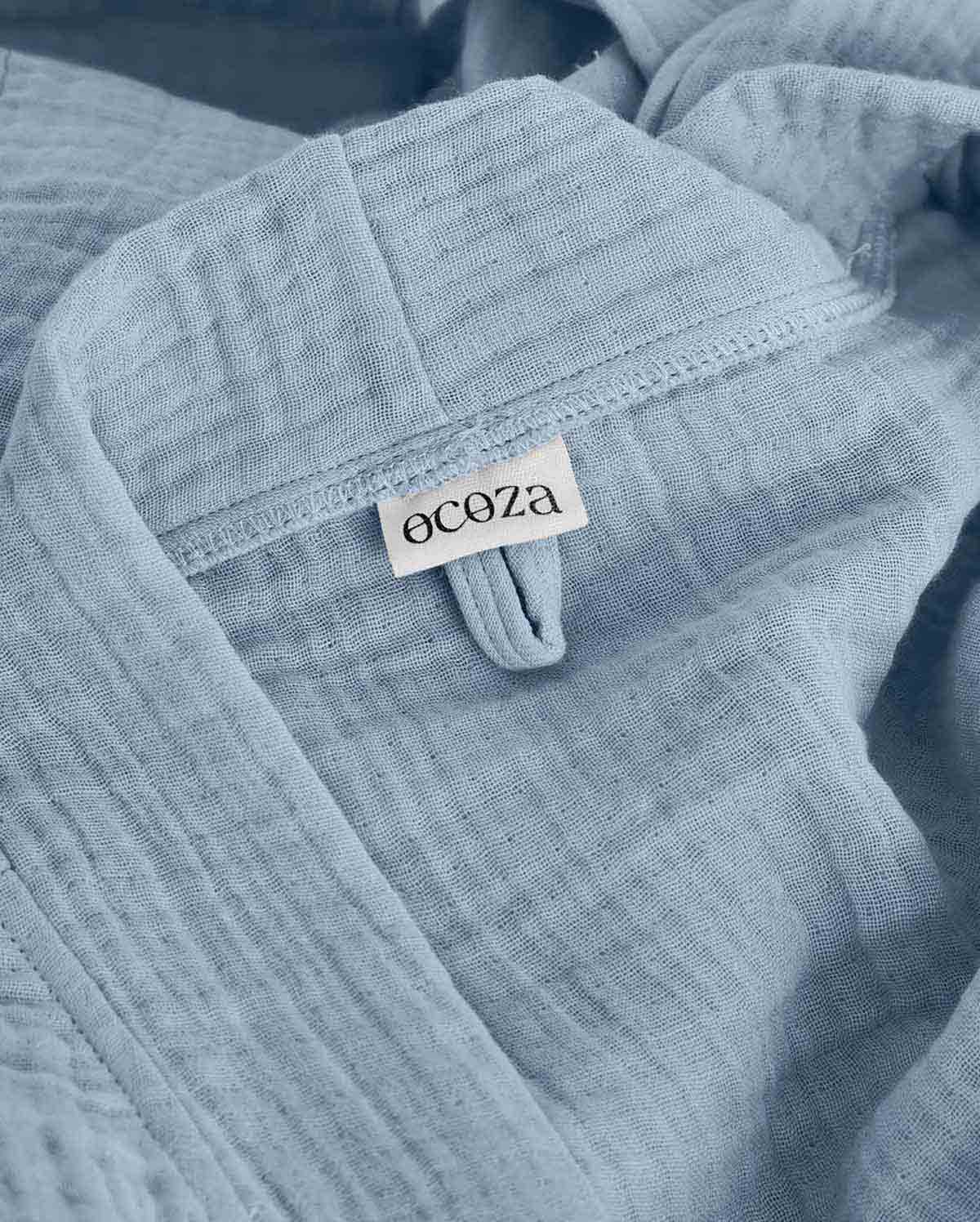 Muslin Cotton Bathrobe - Lavender Blue - Image 7