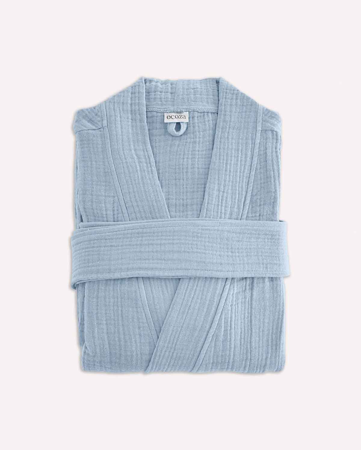Muslin Cotton Bathrobe - Lavender Blue - Image 8