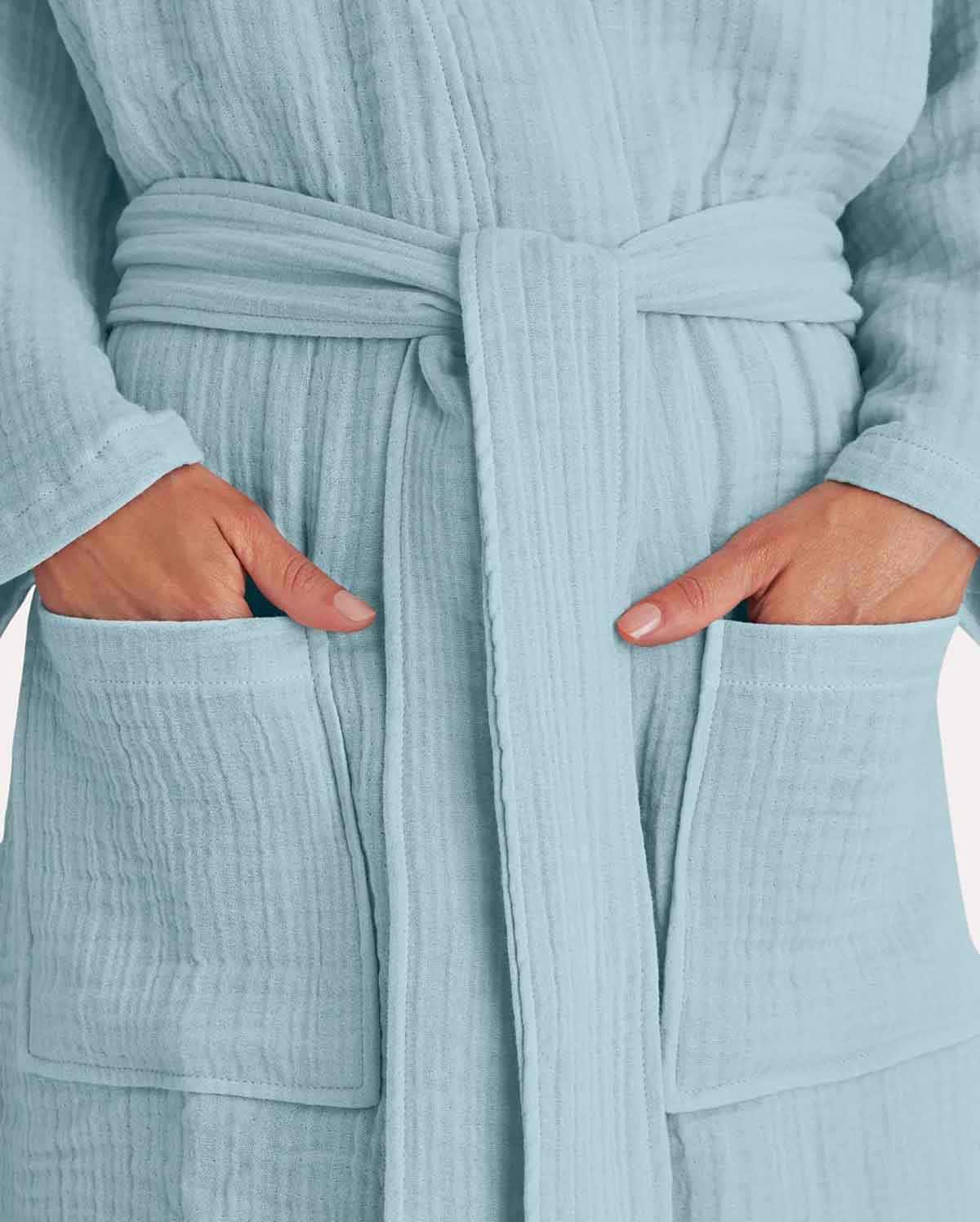 Muslin Cotton Bathrobe - Nile Green - Image 4