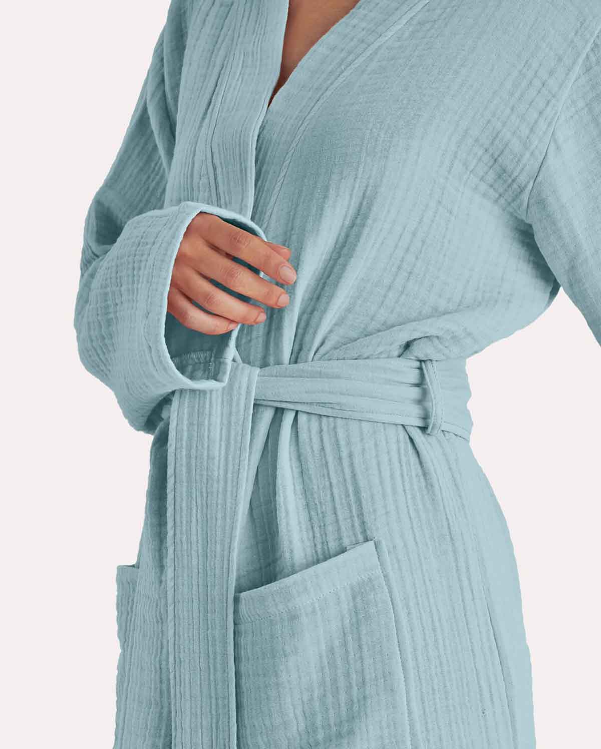 Muslin Cotton Bathrobe - Nile Green - Image 5