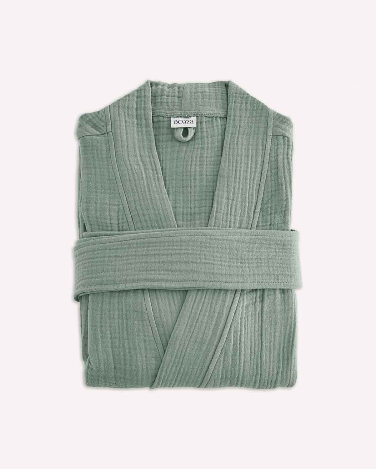 Muslin Cotton Bathrobe - Sage Green - Image 7