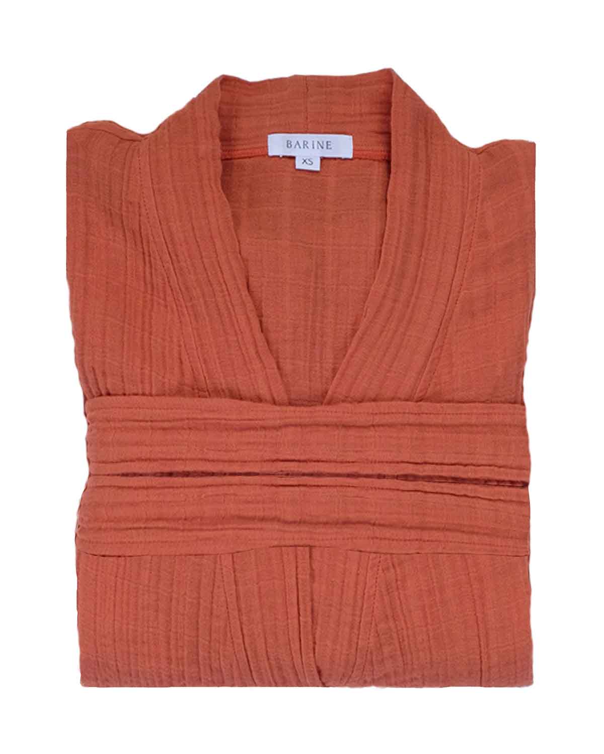 Muslin Cotton Bathrobe - Terracotta - Image 5