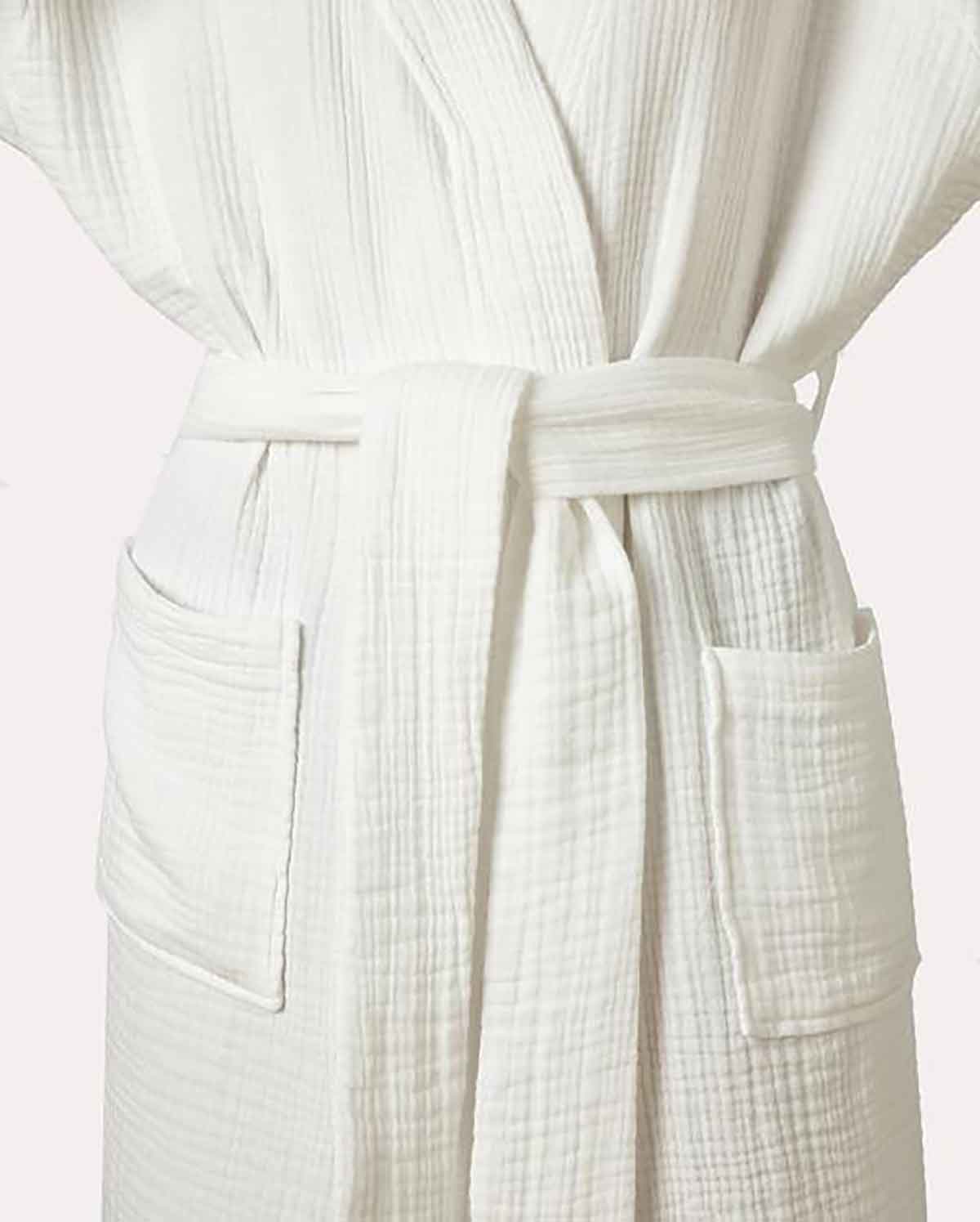 Muslin Cotton Bathrobe - White - Image 8